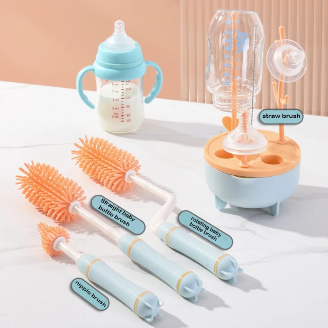 Baby Bottle Cleaning Brush Set with Drying Stand