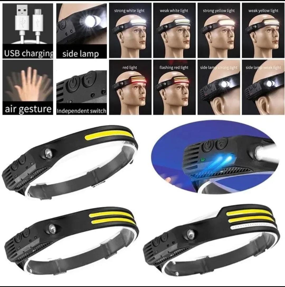Smart Motion Sensor LED Headlamp with 3 light strips