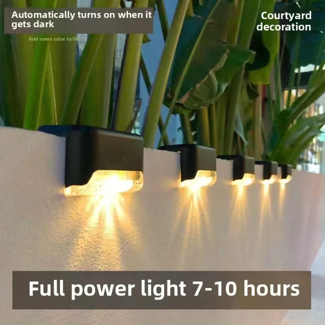 Set of 4-piece Outdoor solar fence lamps Led warm white waterproof