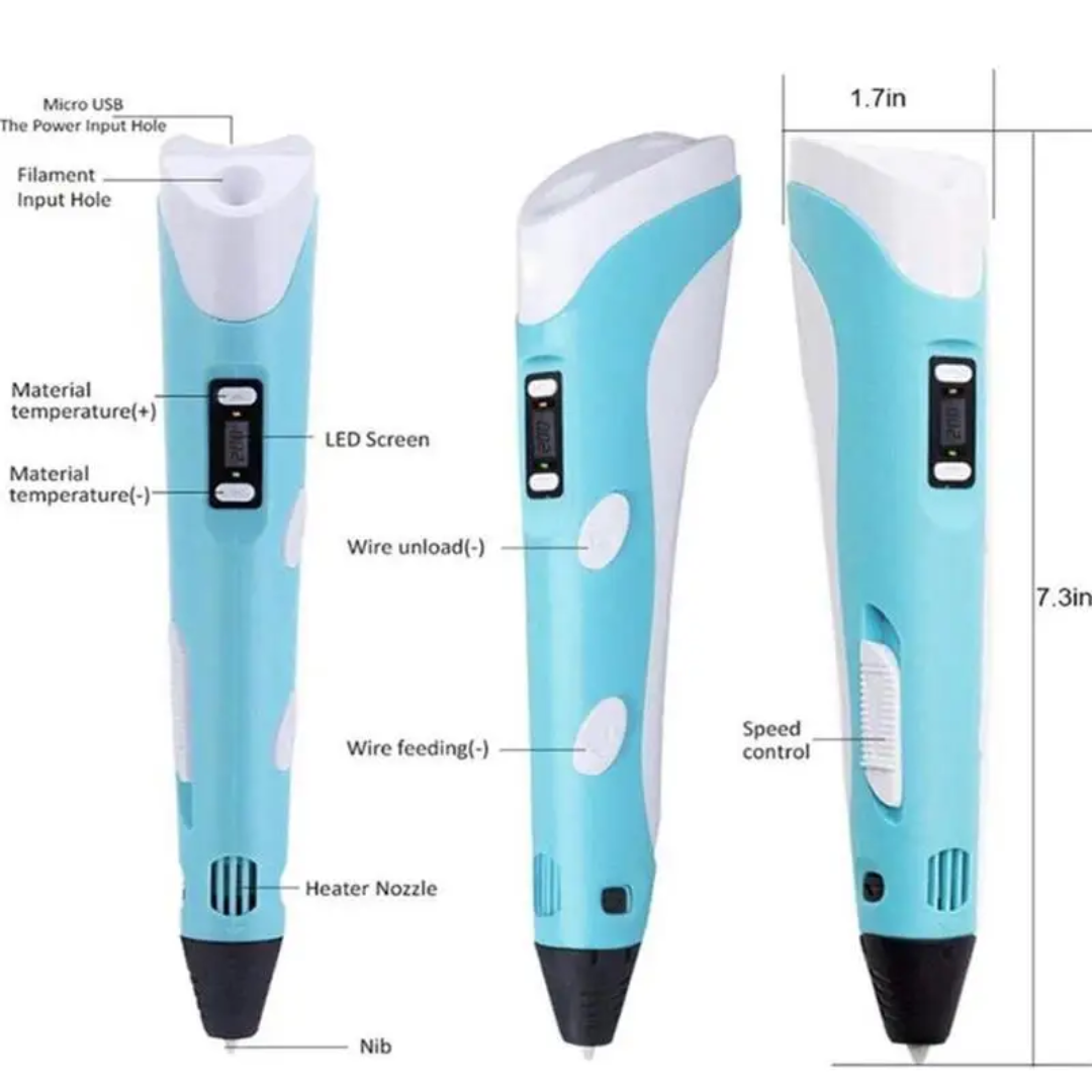 3D Printing Pen with PLA Filament Refills – Creative Drawing Tool for Kids & Adults