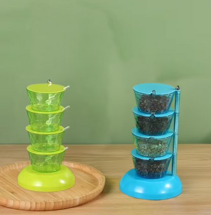 4-Layers Rotating Seasoning Box With Spoons