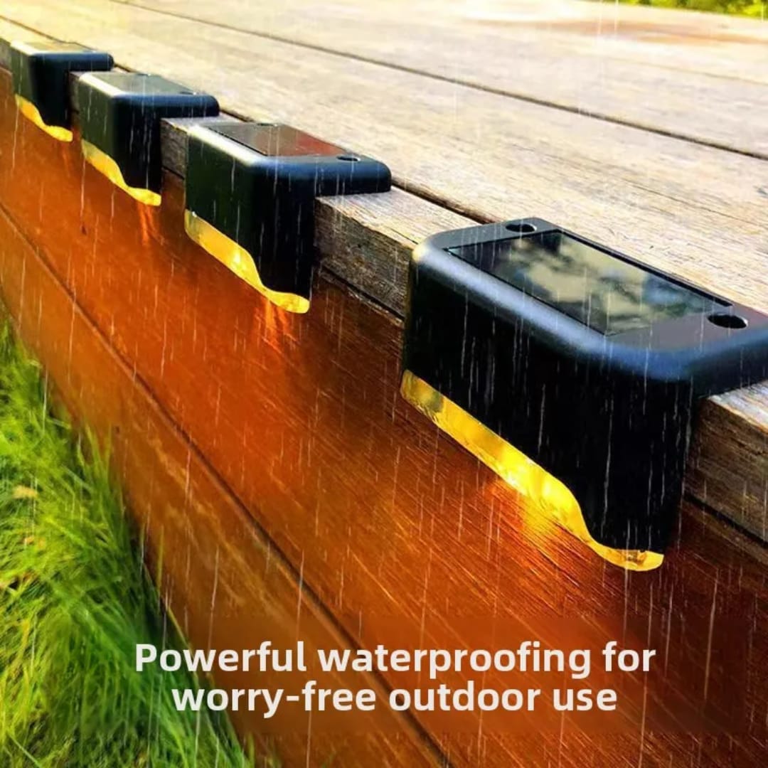 Set of 4-piece Outdoor solar fence lamps Led warm white waterproof