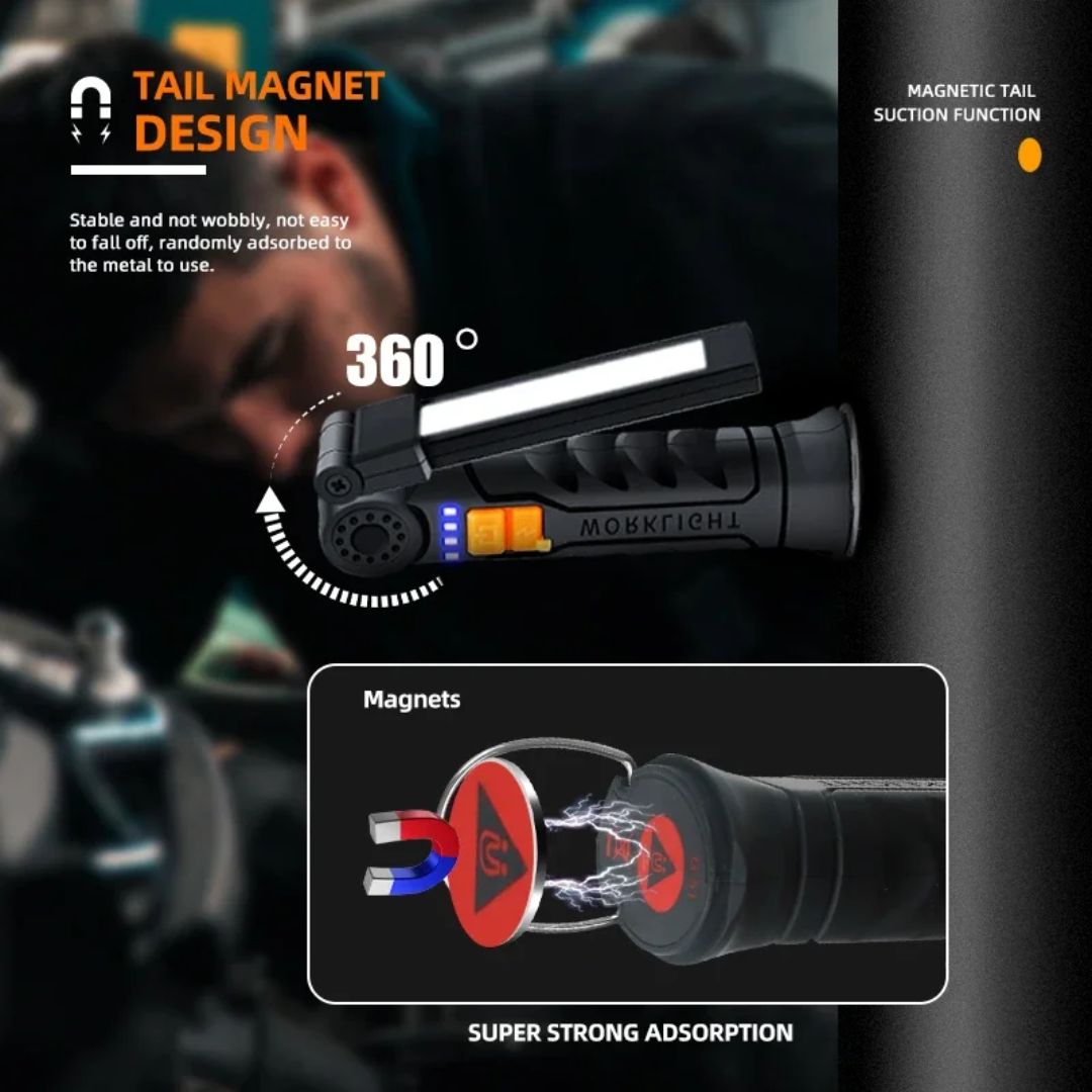 Portable multifunctional magnetic LED light rechargeable