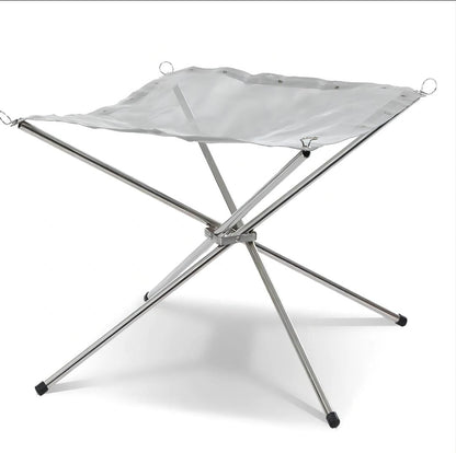 Foldable Camping Fire Stand With Stainless Steel Frame – 56cm