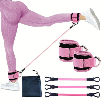 Leg & Hip Resistance Bands Set – 3 Levels + Ankle Straps