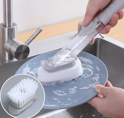 Dishwashing Sponge And Brush With Built-In Soap Dispenser