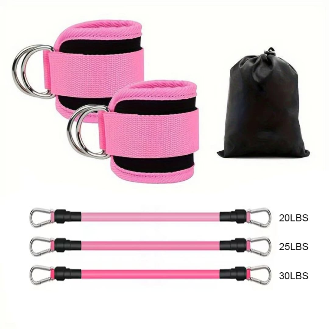 Leg & Hip Workout Elastic Bands – 3 Resistance Levels with Padded Ankle Straps