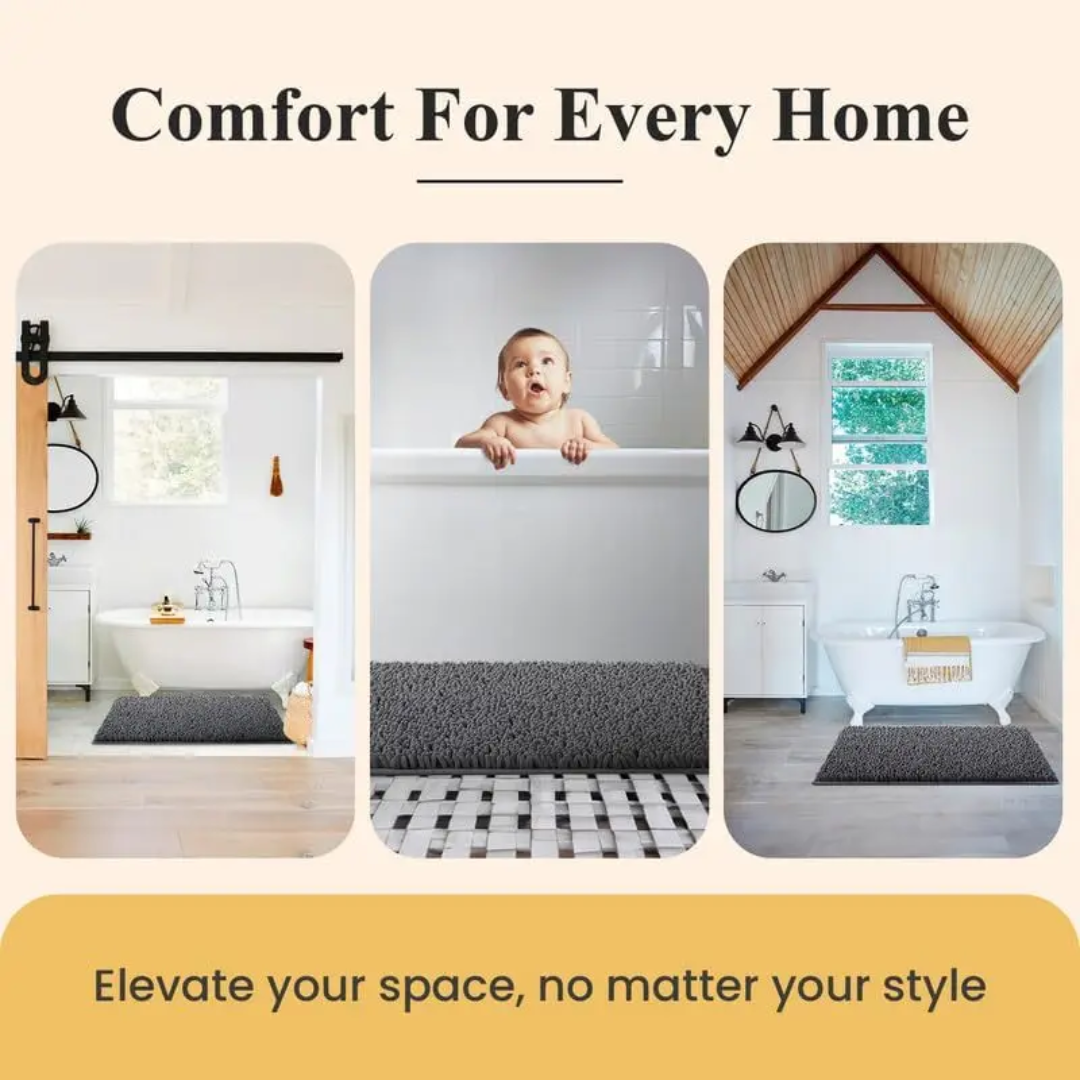 Absorbent Chenille Bath Mat – Non-Slip