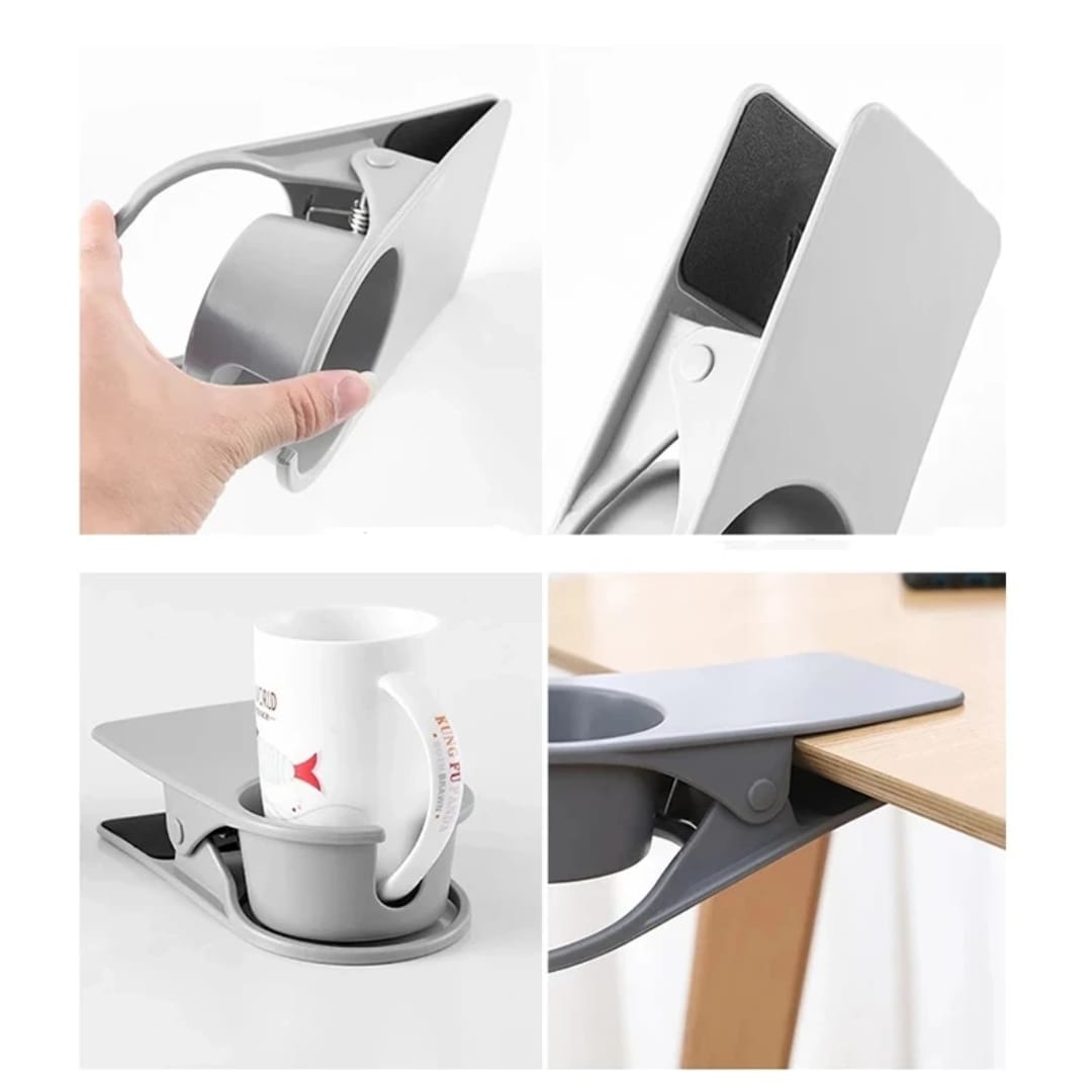 Clip-On Desk Cup Holder with Phone Slot