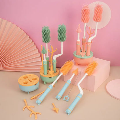 Baby Bottle Cleaning Brush Set With Drying Stand
