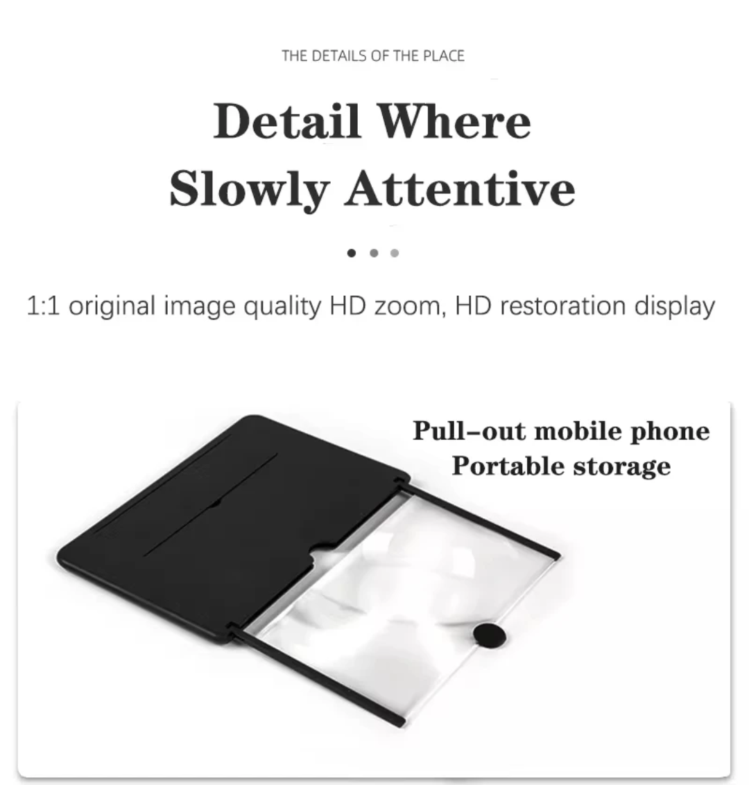12” HD Phone Screen Magnifier – 3D Amplifier Stand