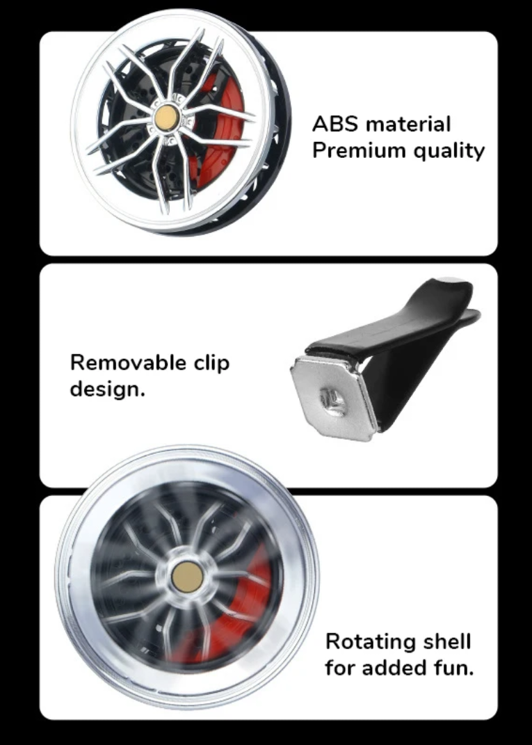 Rotating wheel Car Air freshener clip air conditioner with 2 Aroma bags