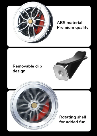 Rotating Car Wheel Air Freshener Clip – With 2 Aroma Bags