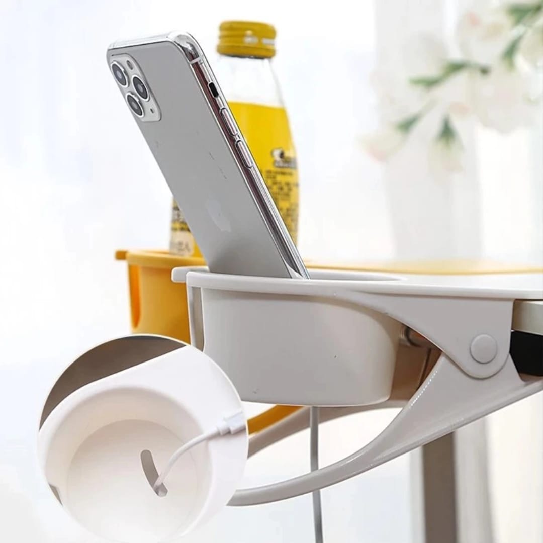 Clip-On Desk Cup Holder with Phone Slot