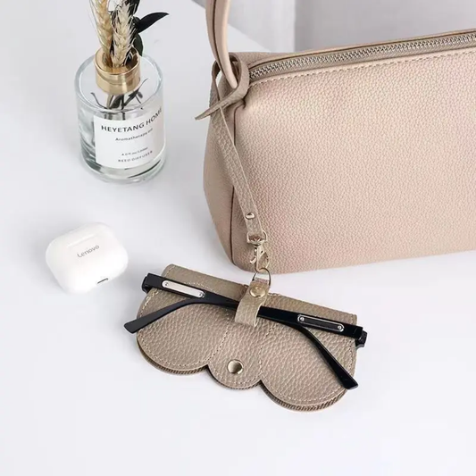 Leather Glasses Cover with Bag Clip Strap