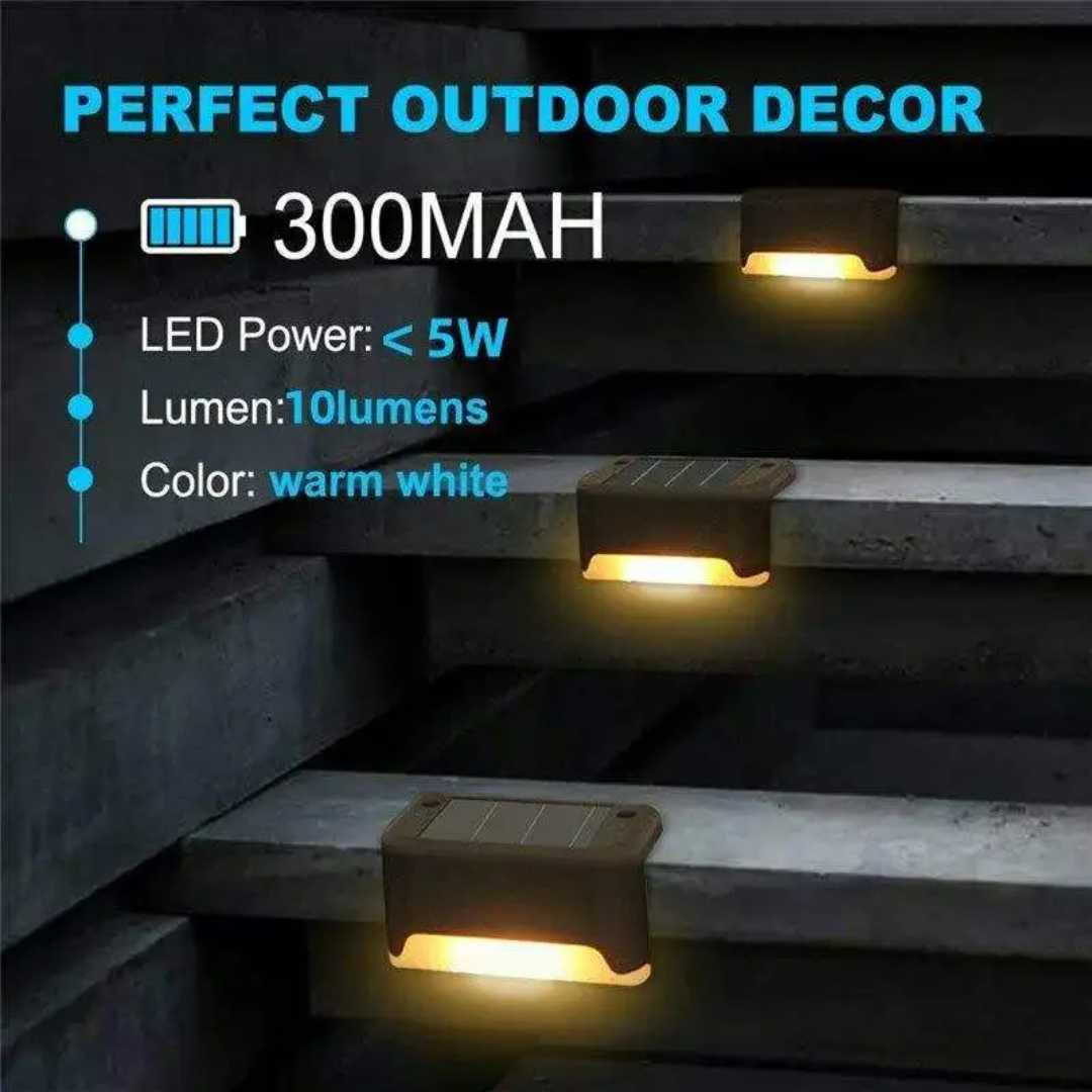 Set of 4-piece Outdoor solar fence lamps Led warm white waterproof