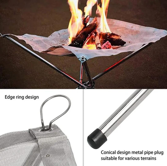 Foldable Camping Fire stood with Stainless Steel Frame 56cm
