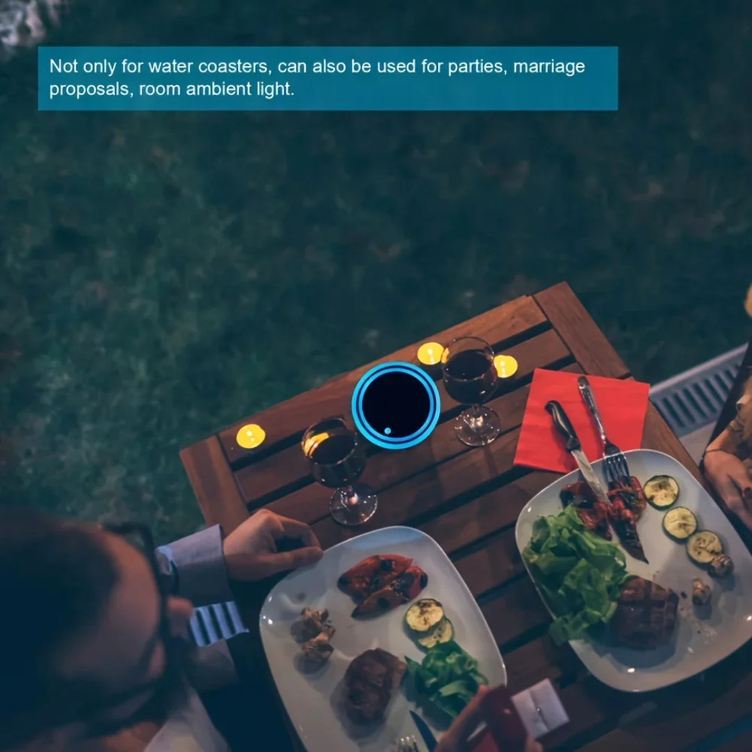 Led cup holder lights multicolor USB rechargeable set of 2-piece