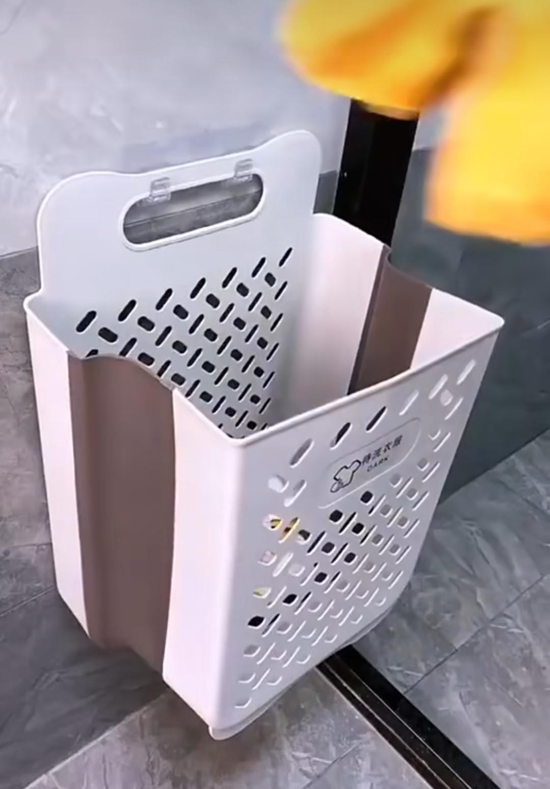 Wall-Mounted Foldable Laundry Basket with Adhesive Mount - Extra Large