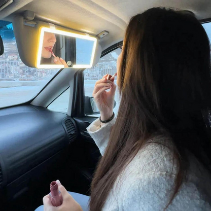 LED Car Visor Makeup Mirror – 3 Light Modes, USB Rechargeable