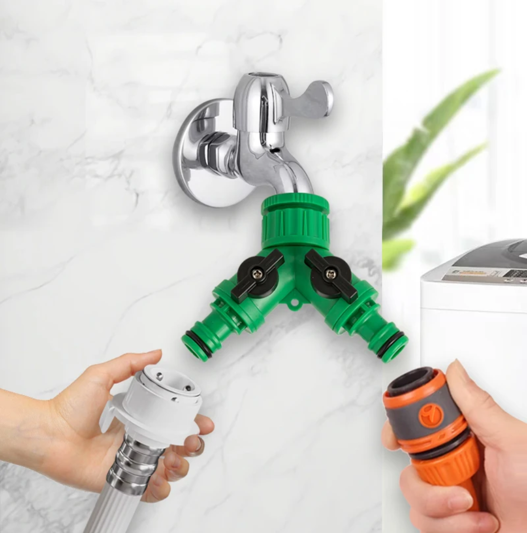 Faucet splitter dual-port water pipe