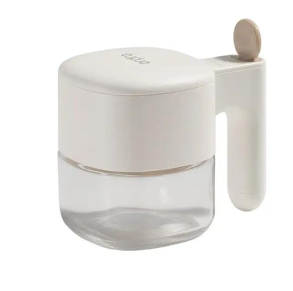 Glass Spice Container With Built-In Spoon And Flip Lid (Set Of 3)