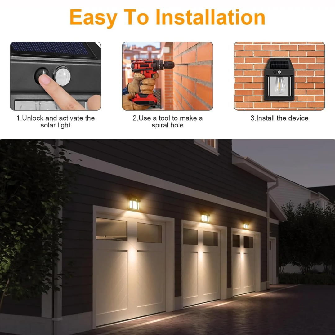 Waterproof Solar Wall Lights – With Motion Sensor & 3 Lighting Modes