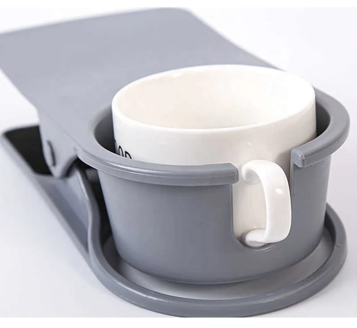 Clip-On Desk Cup Holder with Phone Slot