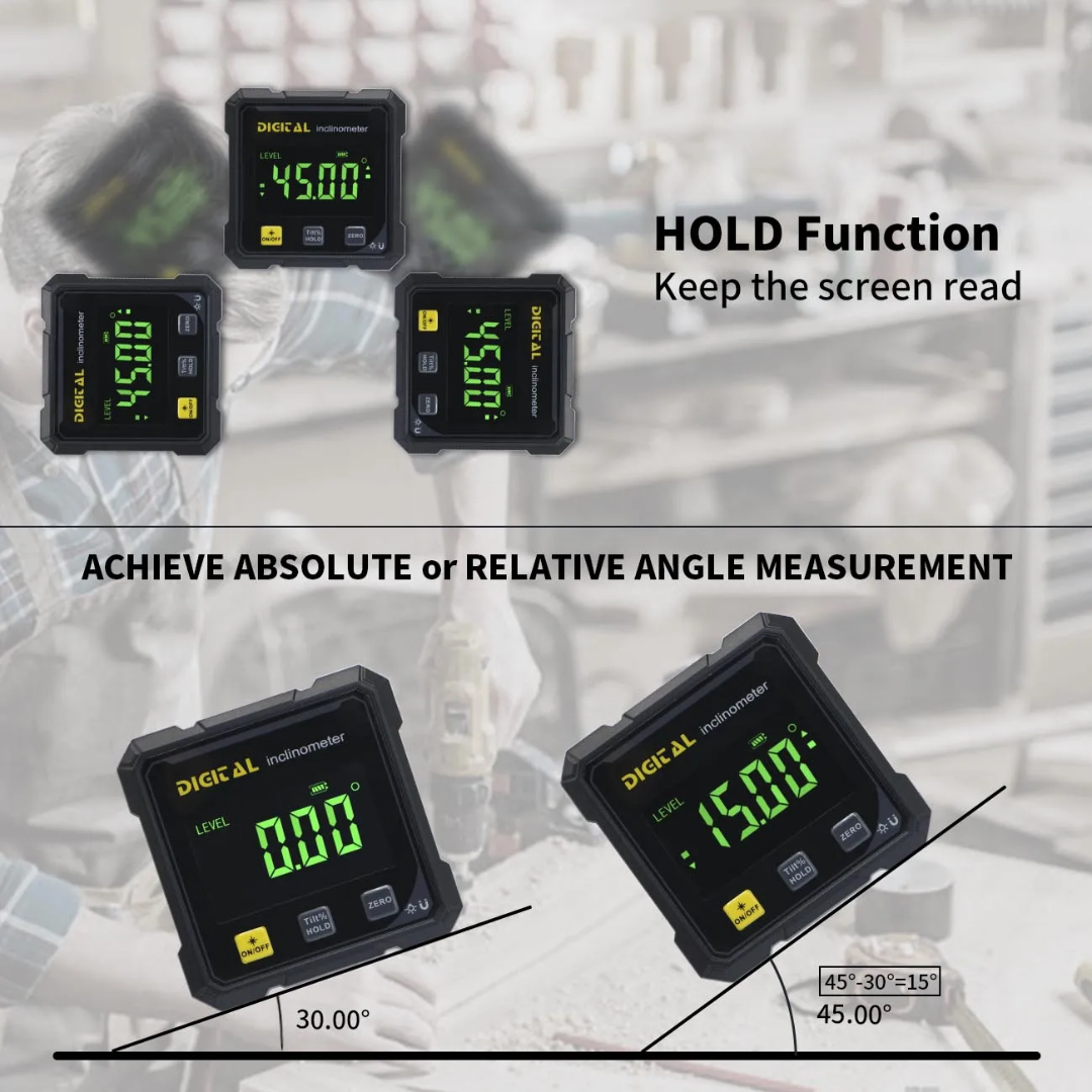 Digital magnetic Inclinometer dual laser 360° - Rechargeable