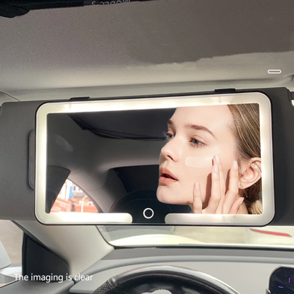 LED Car Visor Makeup Mirror – 3 Light Modes, USB Rechargeable
