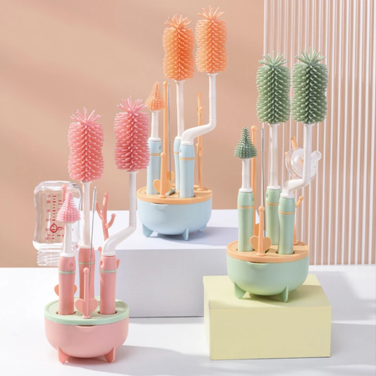 Baby Bottle Cleaning Brush Set with Drying Stand