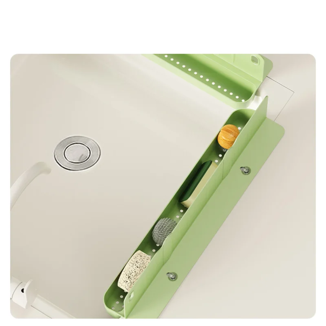 2-in-1 Sink splash water barrier and storage