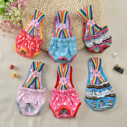 Cute Rainbow Strap Dog Diaper Pants