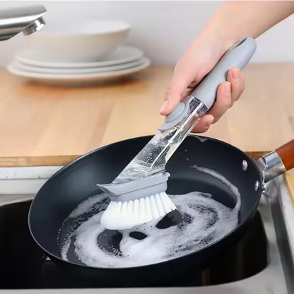 Dishwashing Sponge And Brush With Built-In Soap Dispenser