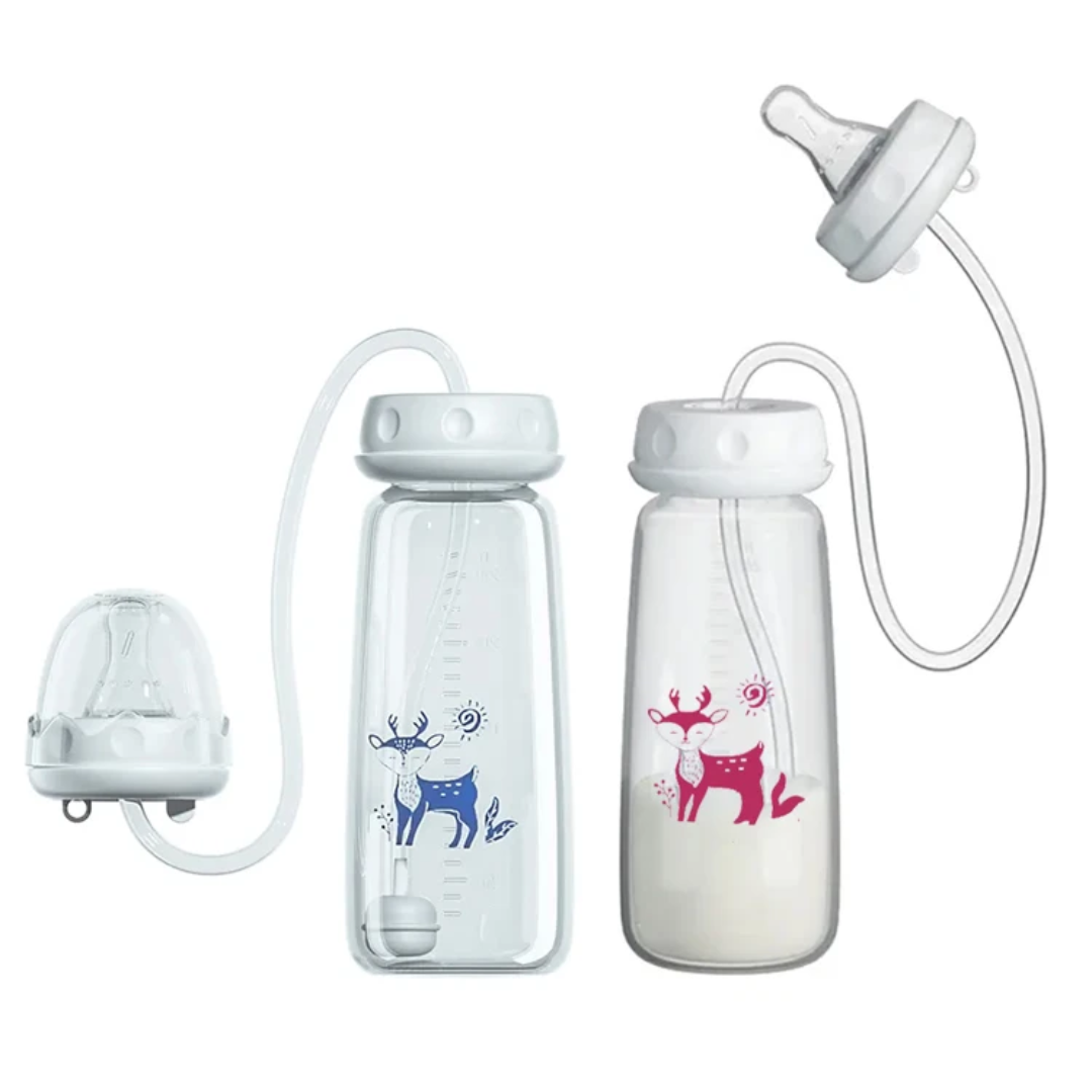 2-in-1 feeding bottle and Hand-free drinking. BPA free