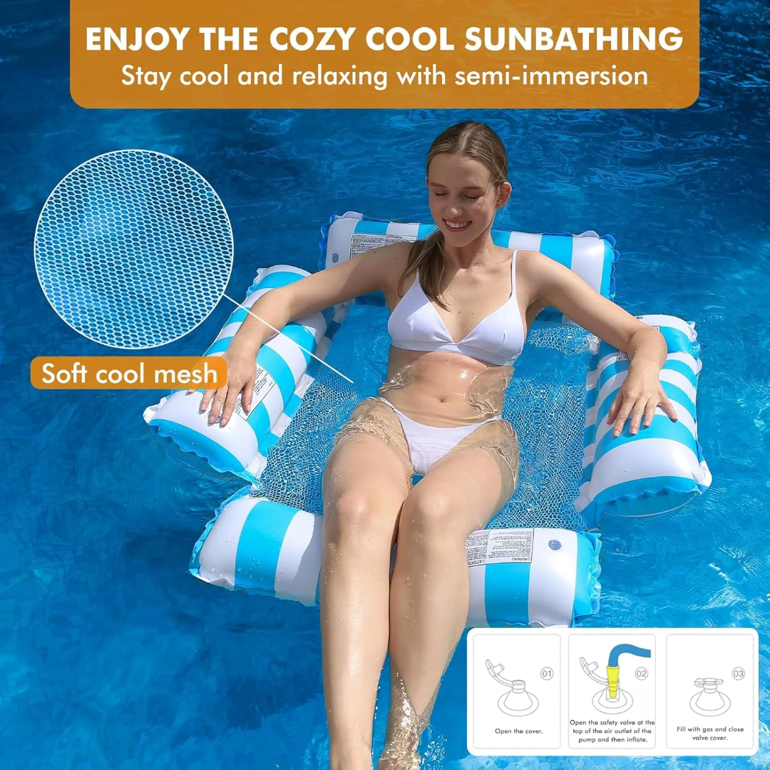 4 tubes inflatable water hammock