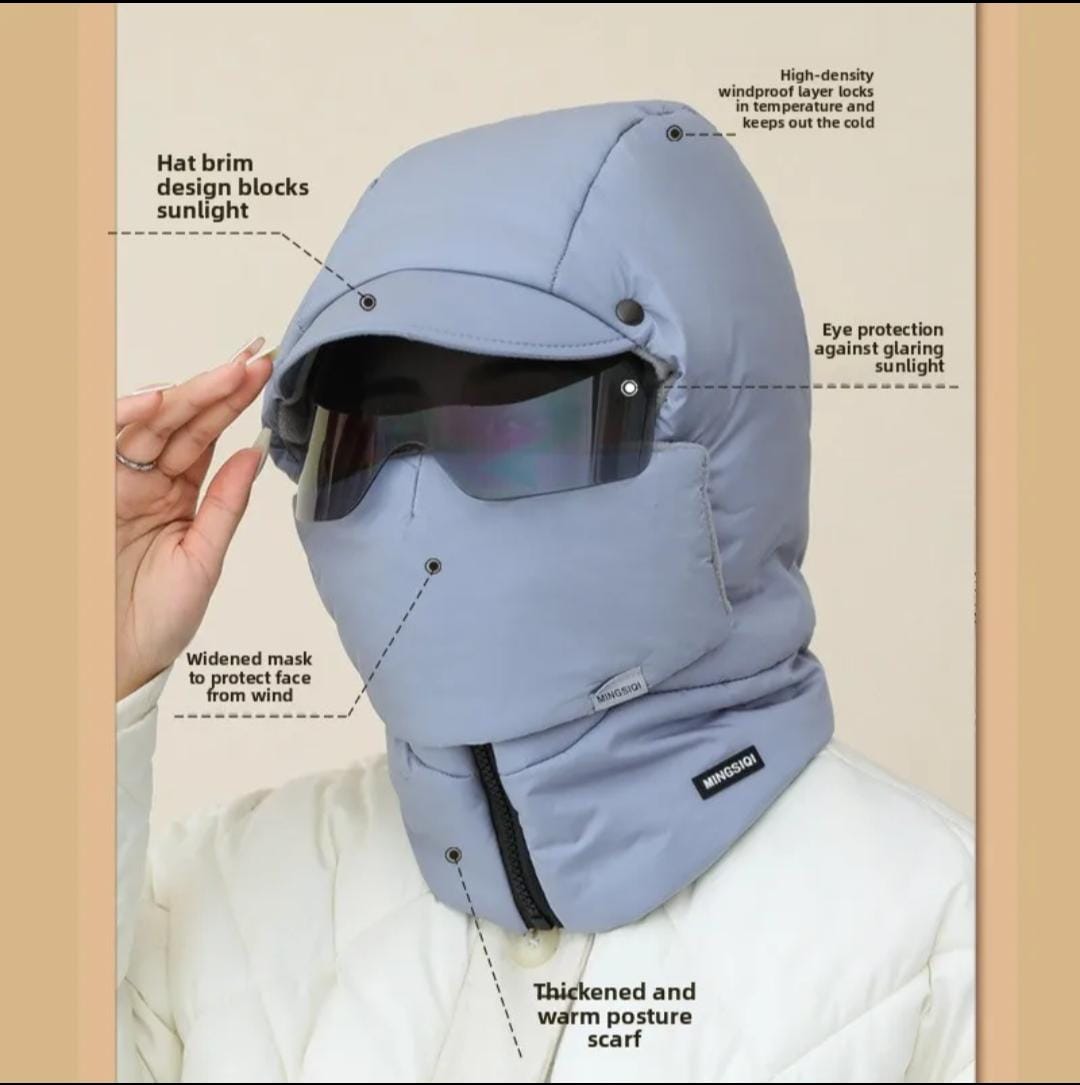 Unisex Winter Hat with Mask & Scarf – Waterproof & Fleece Lined