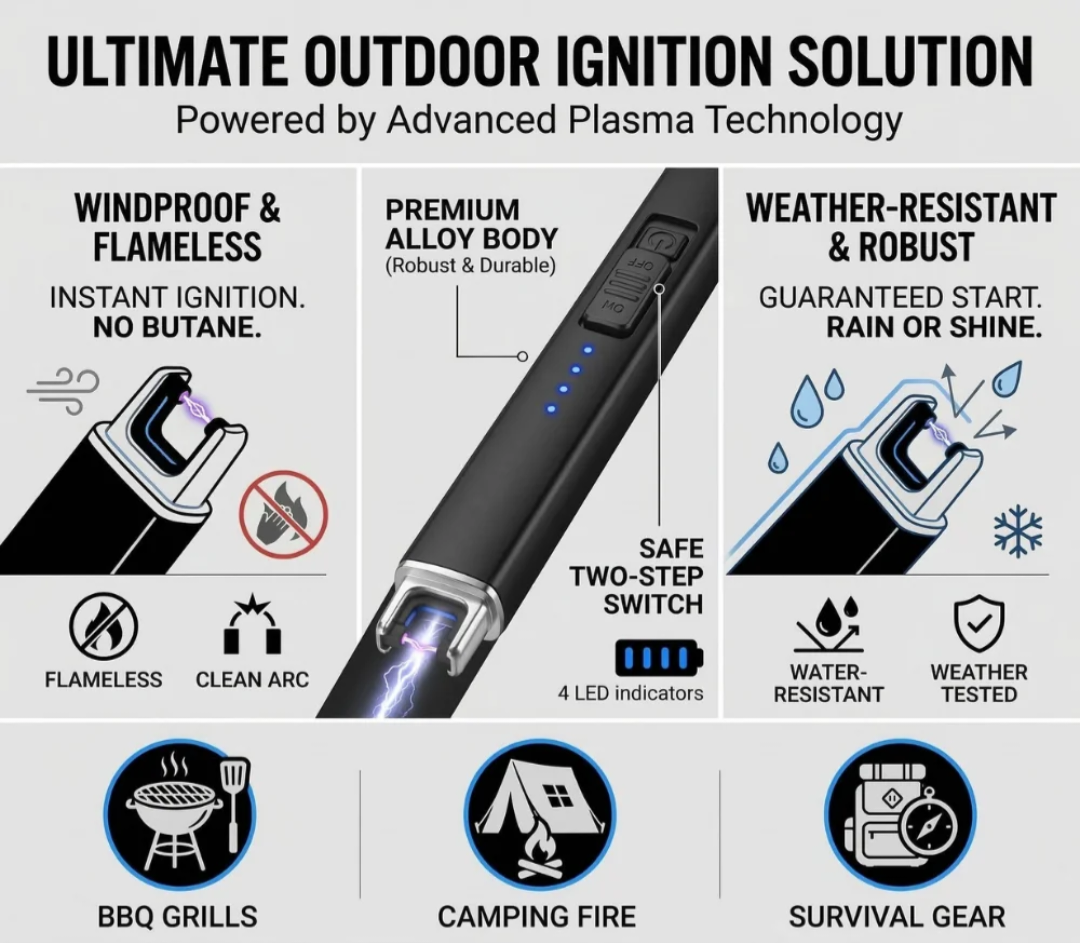 Electric Lighter Rechargeable Type C - Stainless Steel