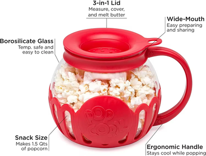 Microwave Popcorn Maker Glass – BPA & PVC Free
