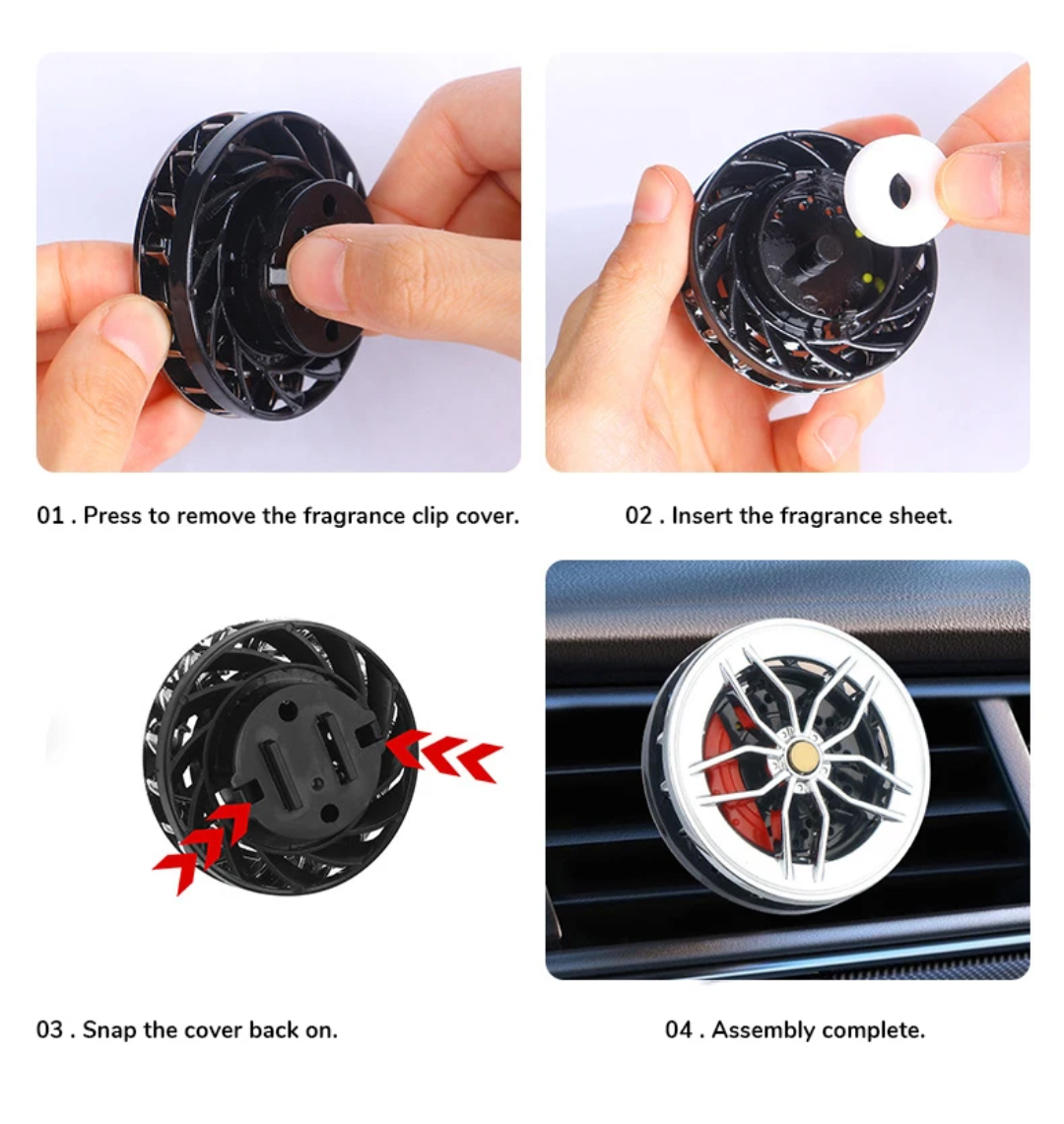 Rotating wheel Car Air freshener clip air conditioner with 2 Aroma bags
