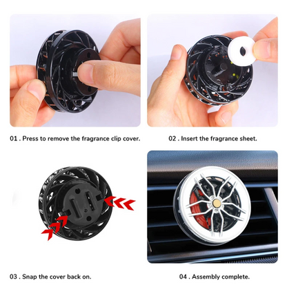 Rotating Car Wheel Air Freshener Clip – With 2 Aroma Bags
