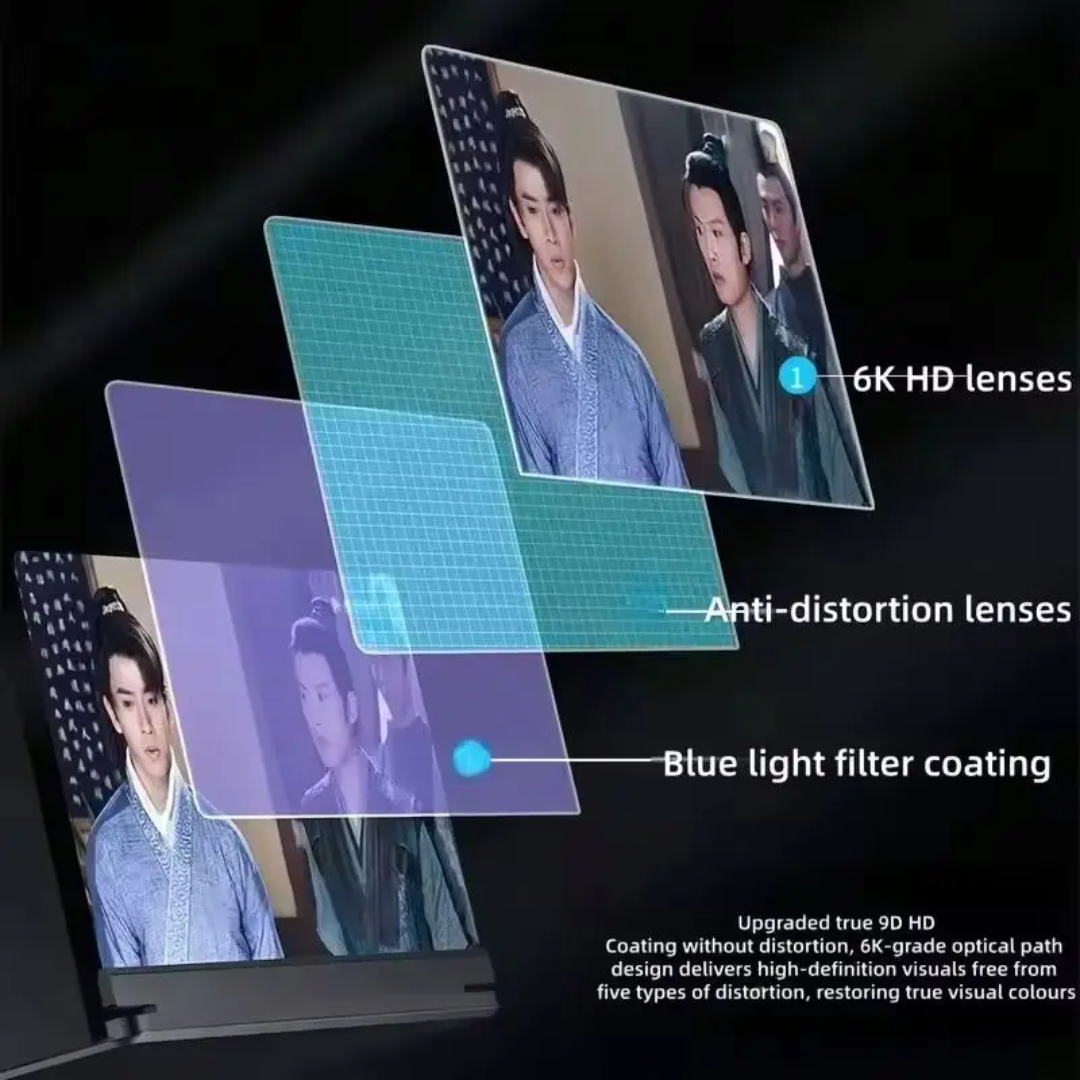 12” HD Phone Screen Magnifier – 3D Amplifier Stand