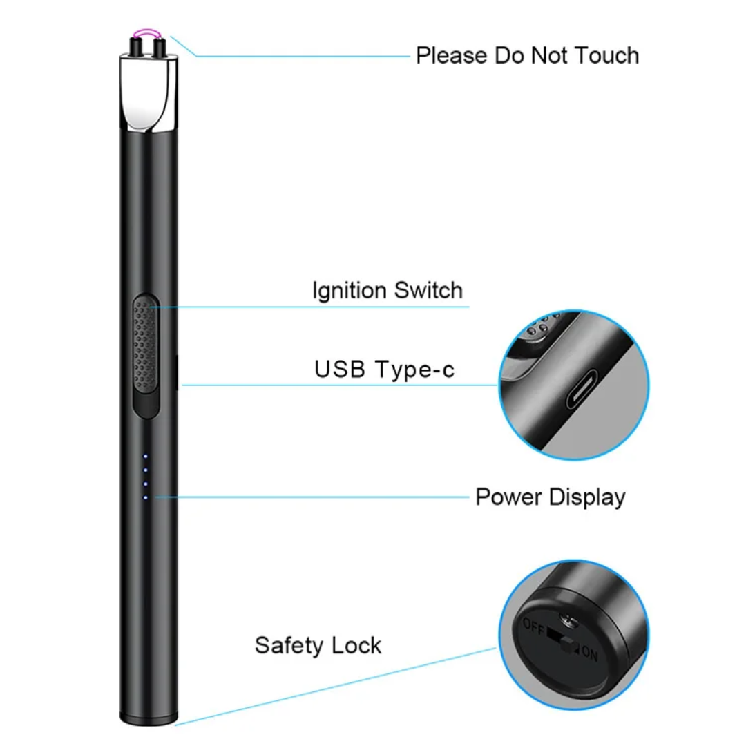 Electric Lighter Rechargeable Type C - Stainless Steel