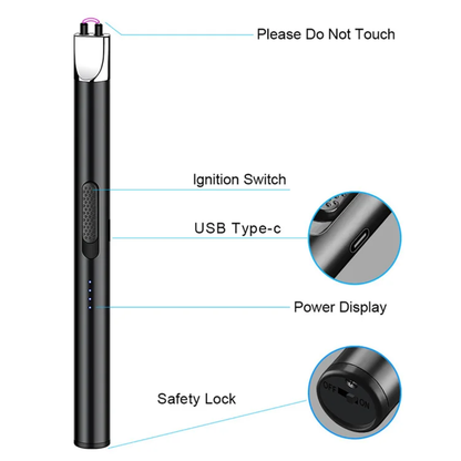 Electric Lighter Rechargeable Type-C – Stainless Steel
