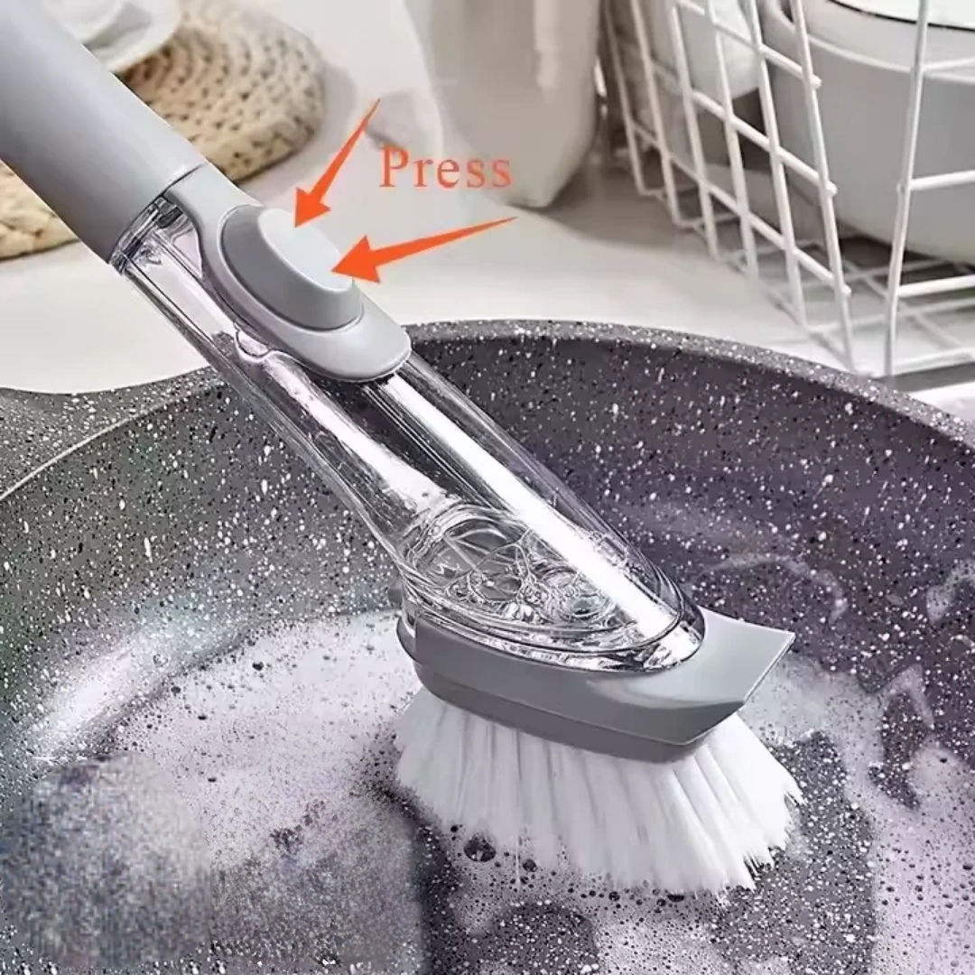 Dishwashing Sponge and Brush with Built-In Soap Dispenser