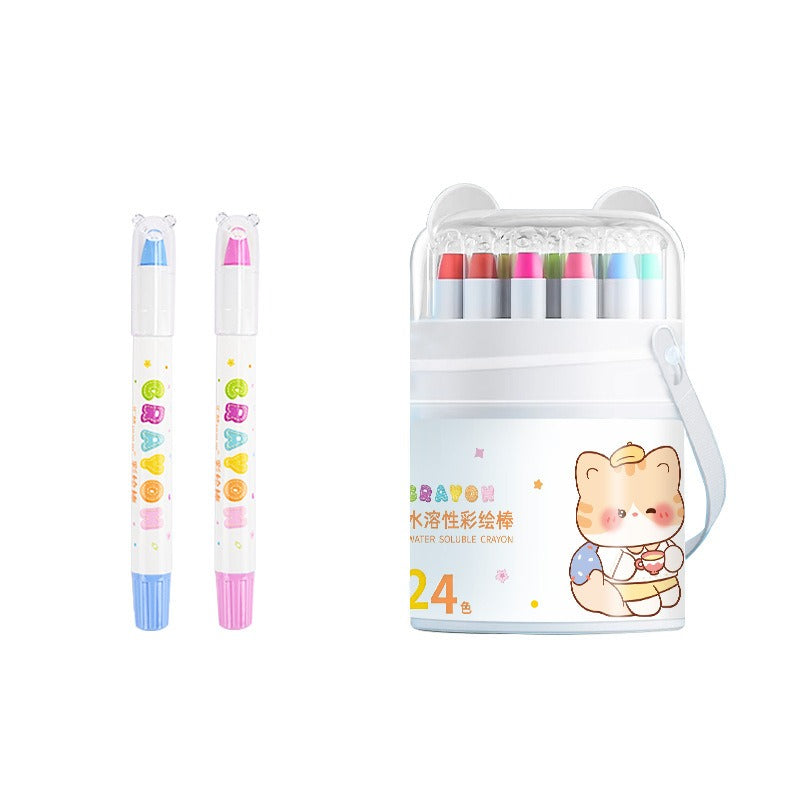 Silky twistable crayons 24 colors in storage bucket with two crayons
