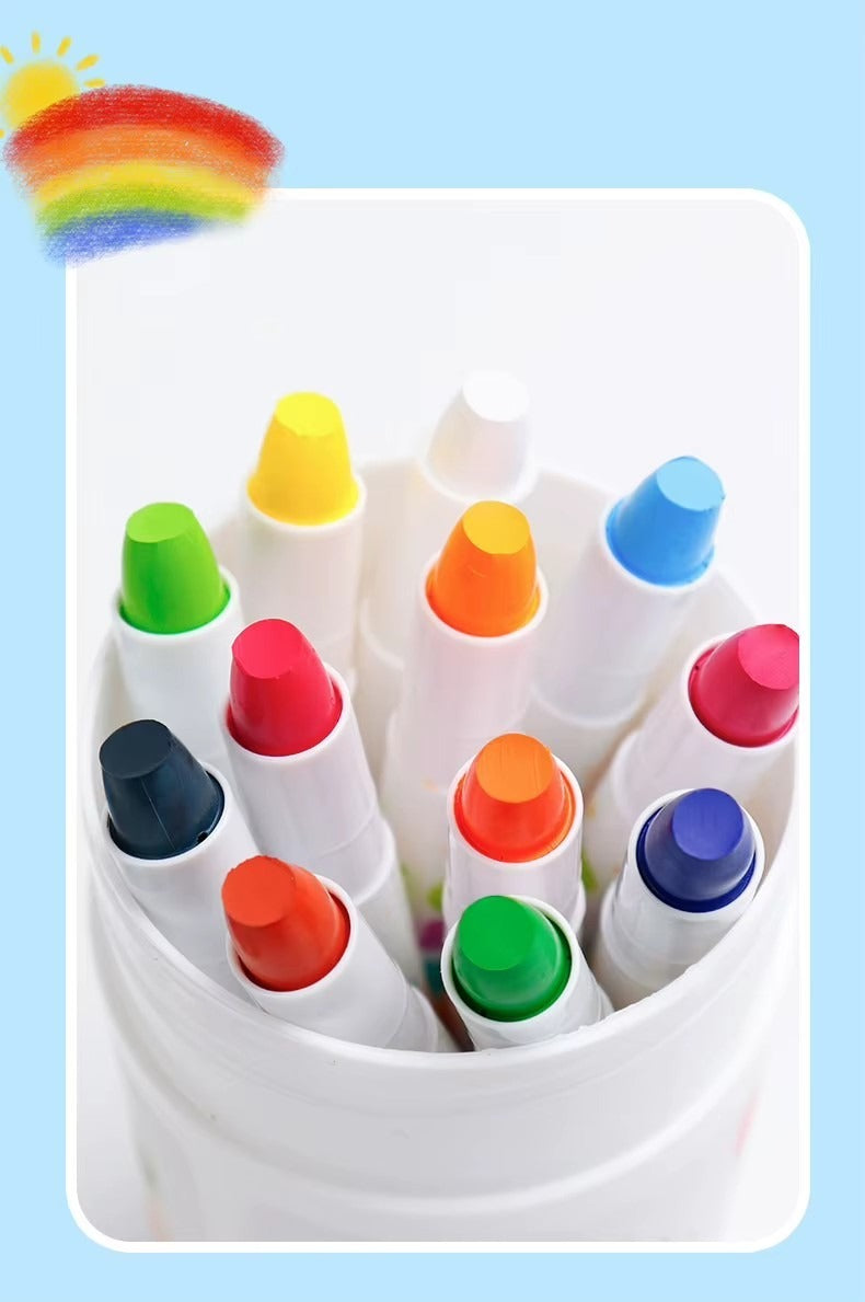 Close-up of the silky crayon tips in the bucket