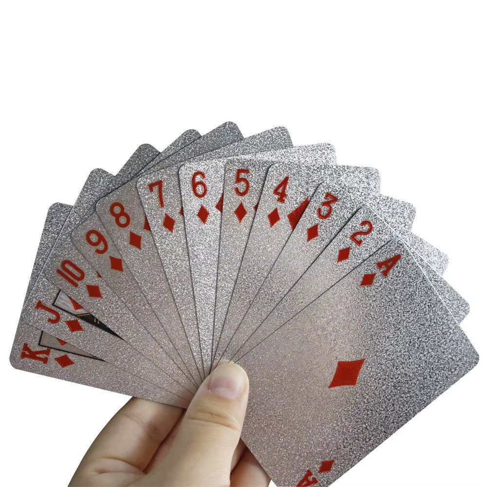 Silver foil waterproof playing cards deck