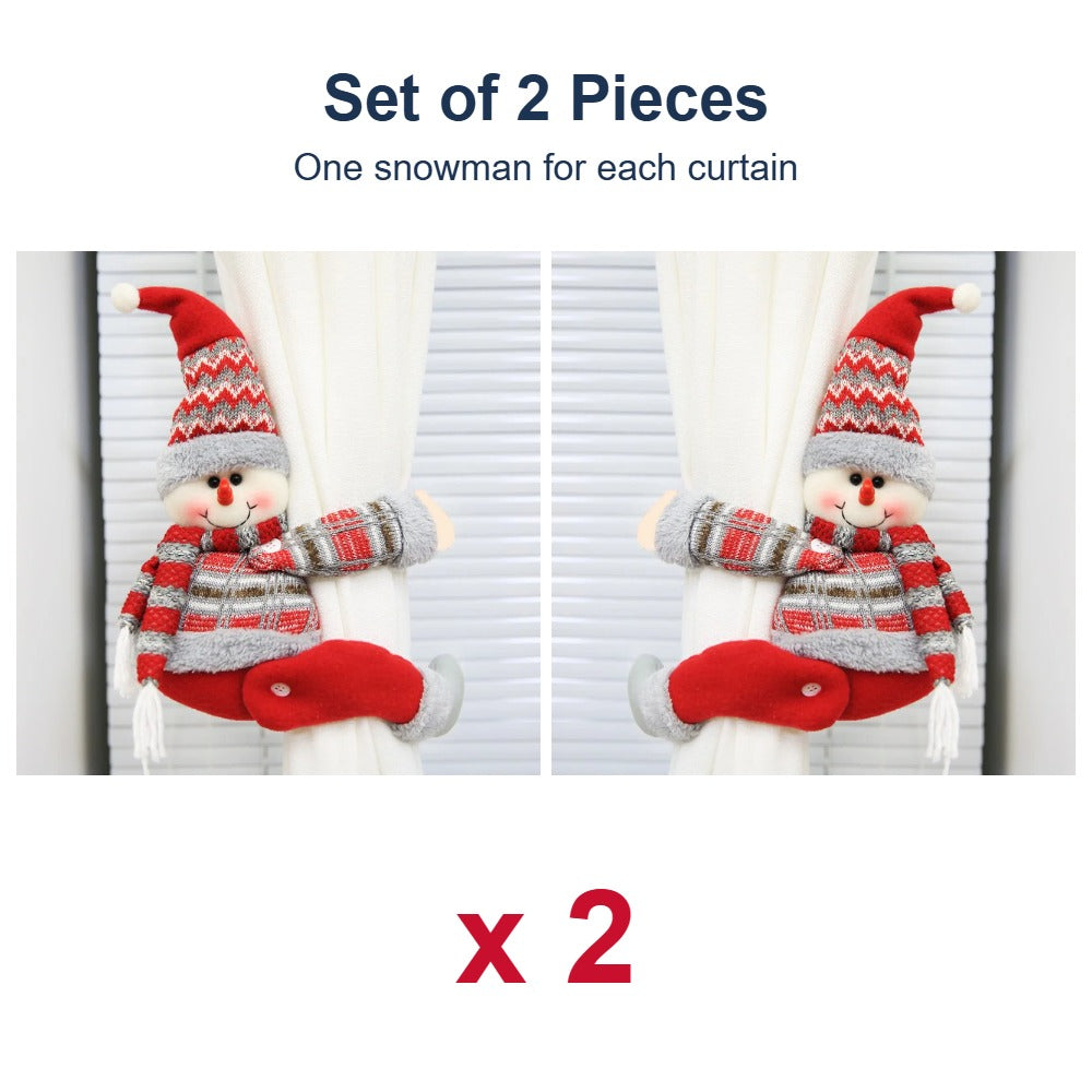 Set of 2 snowman curtain tiebacks – one for each curtain