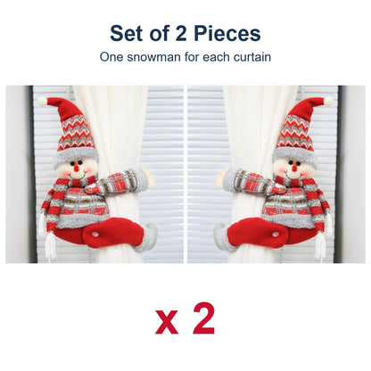 Set of 2 snowman curtain tiebacks – one for each curtain